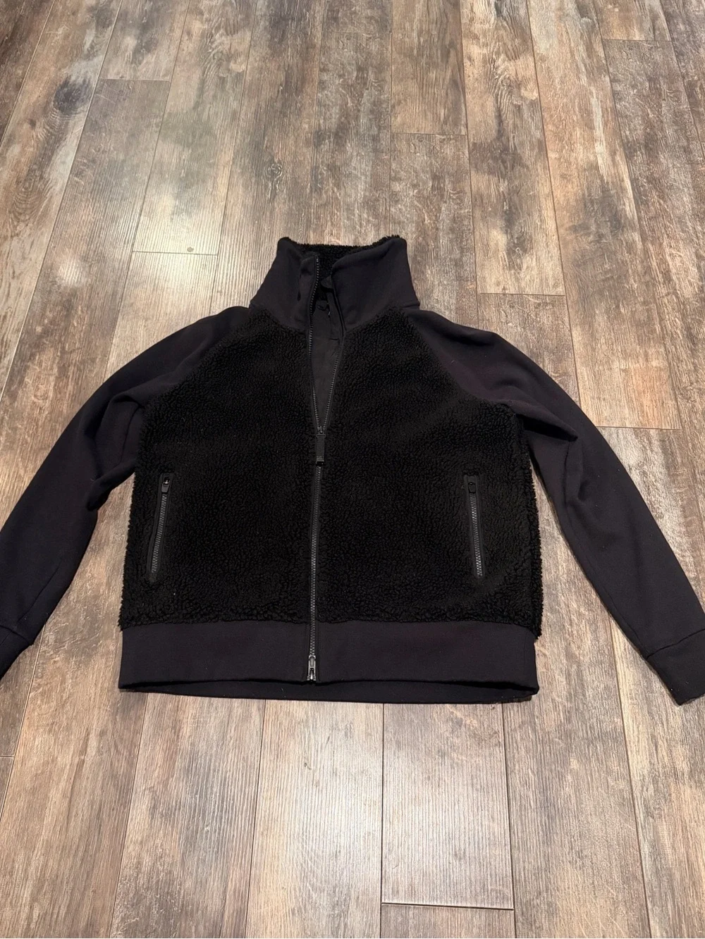 Athleta Black Sherpa Zip-Up Jacket